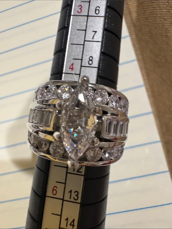 Jewelry - Marquise-Center Cubic Zirconia Statement Ring in Silver Tone